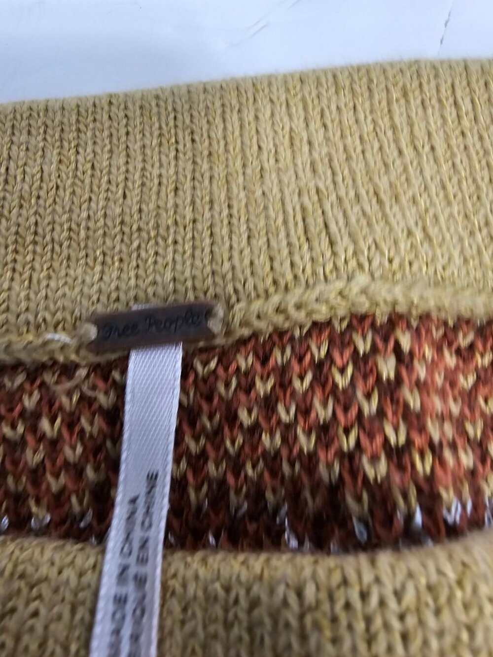 Free People Knit Maxi Skirt Size L — Geometric Diamond Print, Brown Rust Cream